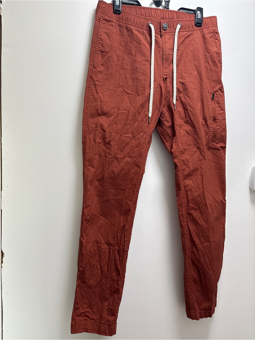 Vuori Red Rust Drawstring Ripstop Jogger Pants Outdoor Climber Organic Cotton